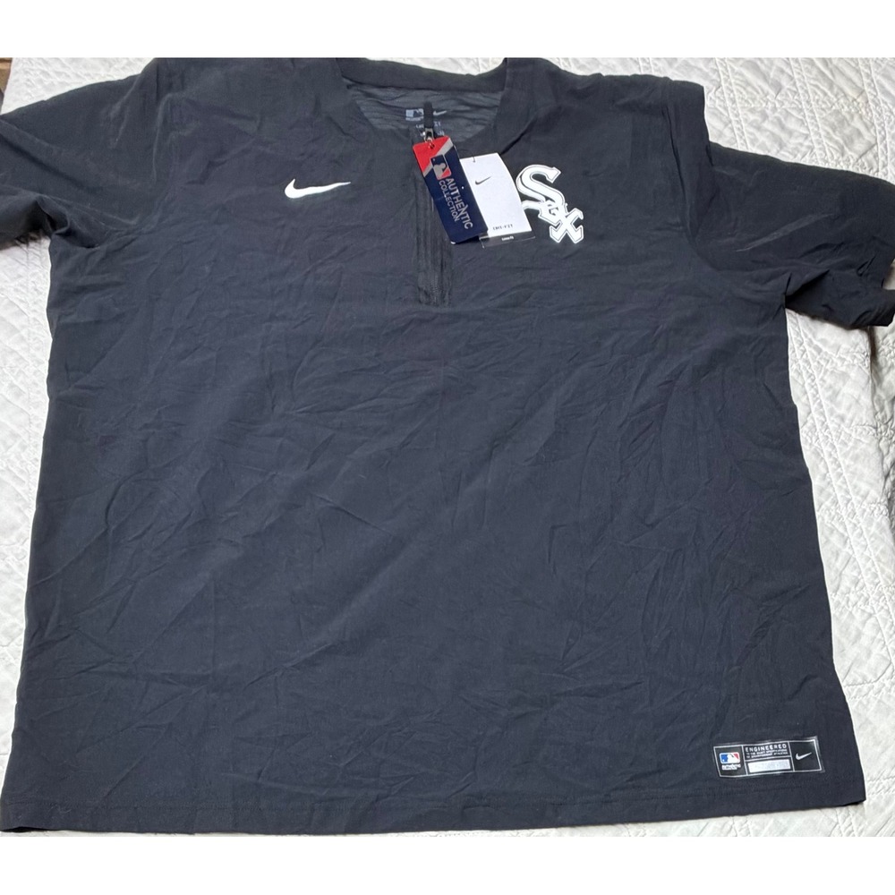Nike Chicago White Sox Wind Shirt Mens XL Black MLB Authentic Dri-FIT 1/4 Zip